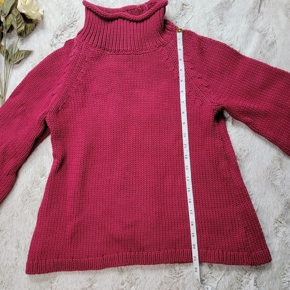 Ann Taylor Loft Fuchsia Pink Half Sleeve Chunky Knit Mock Neck Sweater Sz XS - Picture 11 of 13